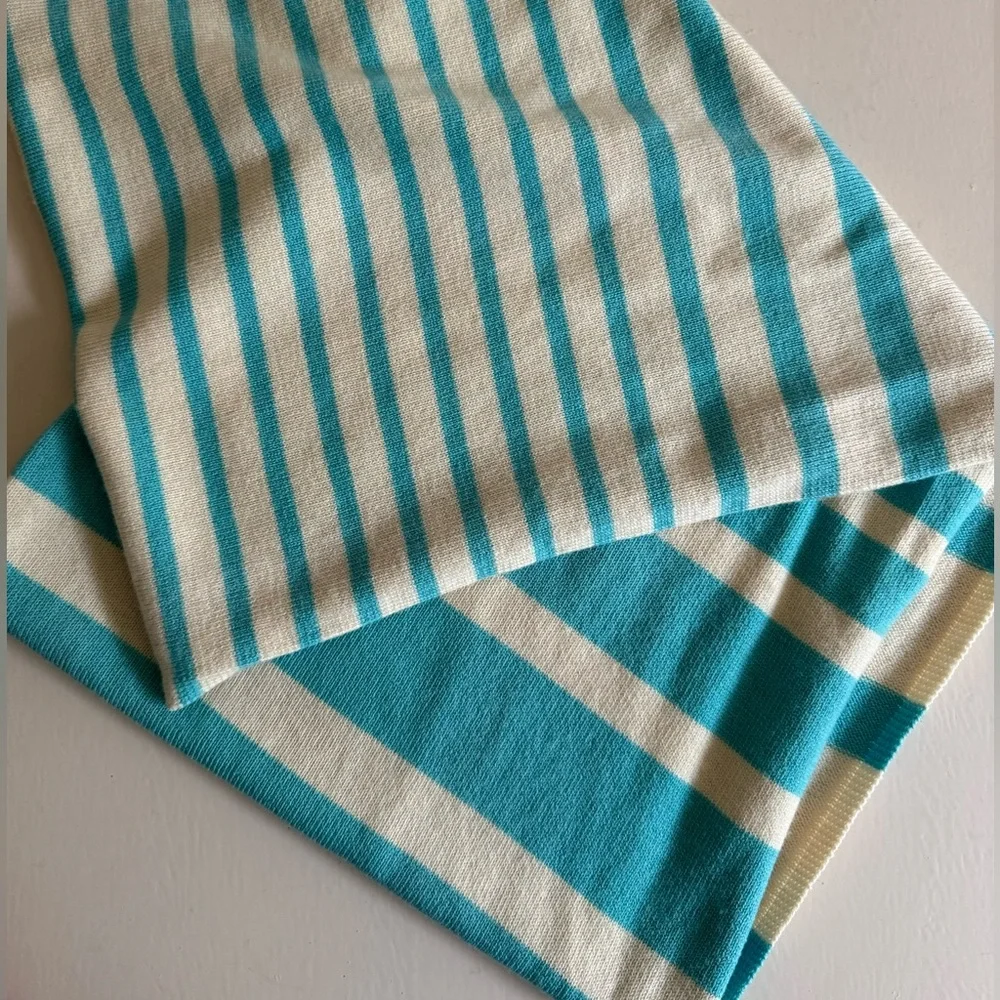 Kate Spade Fall In Line Infinity Scarf 100%‎ Wool Blue & Cream NWOT